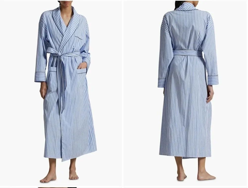 NEW Polo Ralph Lauren Women's Heritage Stripe Cotton Blend Robe Size Small